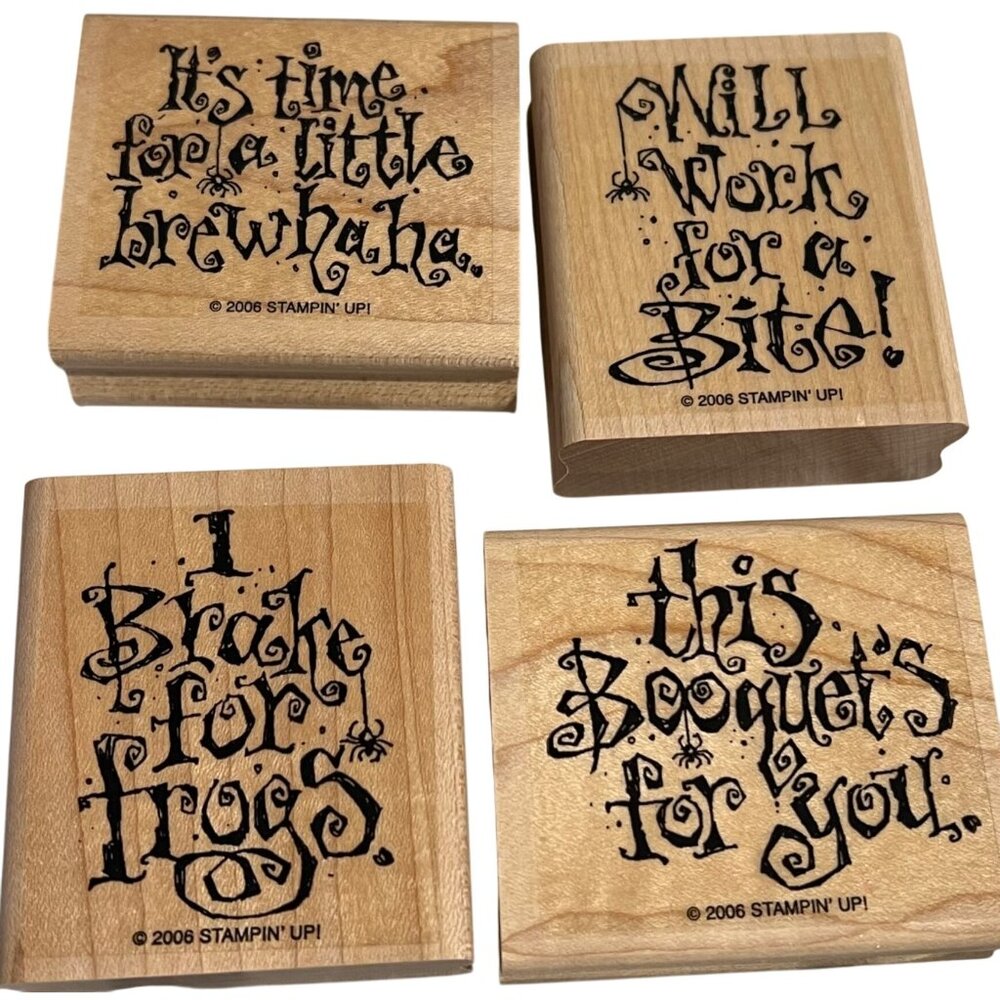 Stampin Up! Rubber Wood-Mounted Stamps "Just Between Fiends" Halloween Theme